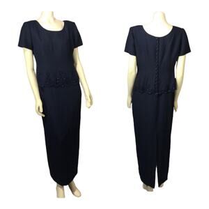 R & M Richard’s formal navy dress looks like a 2 piece with beading size 8